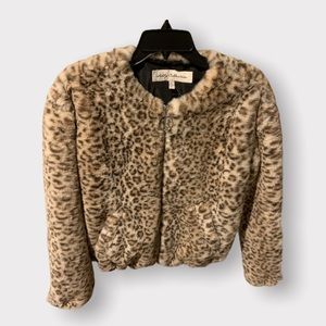 Sebby Collection women’s faux fur leopard print jacket
